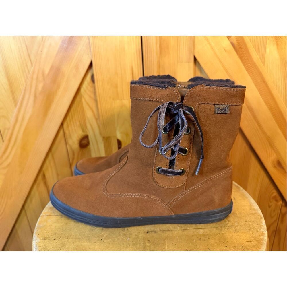 Keds Sunny Side Brown Faux Fur lined Ankle Suede Boot WH45118M Size 7.5